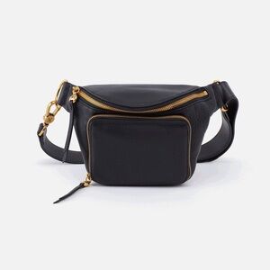 HOBO Pebbled 100% Leather Pulse Black Belt Bag with Gold Hardware